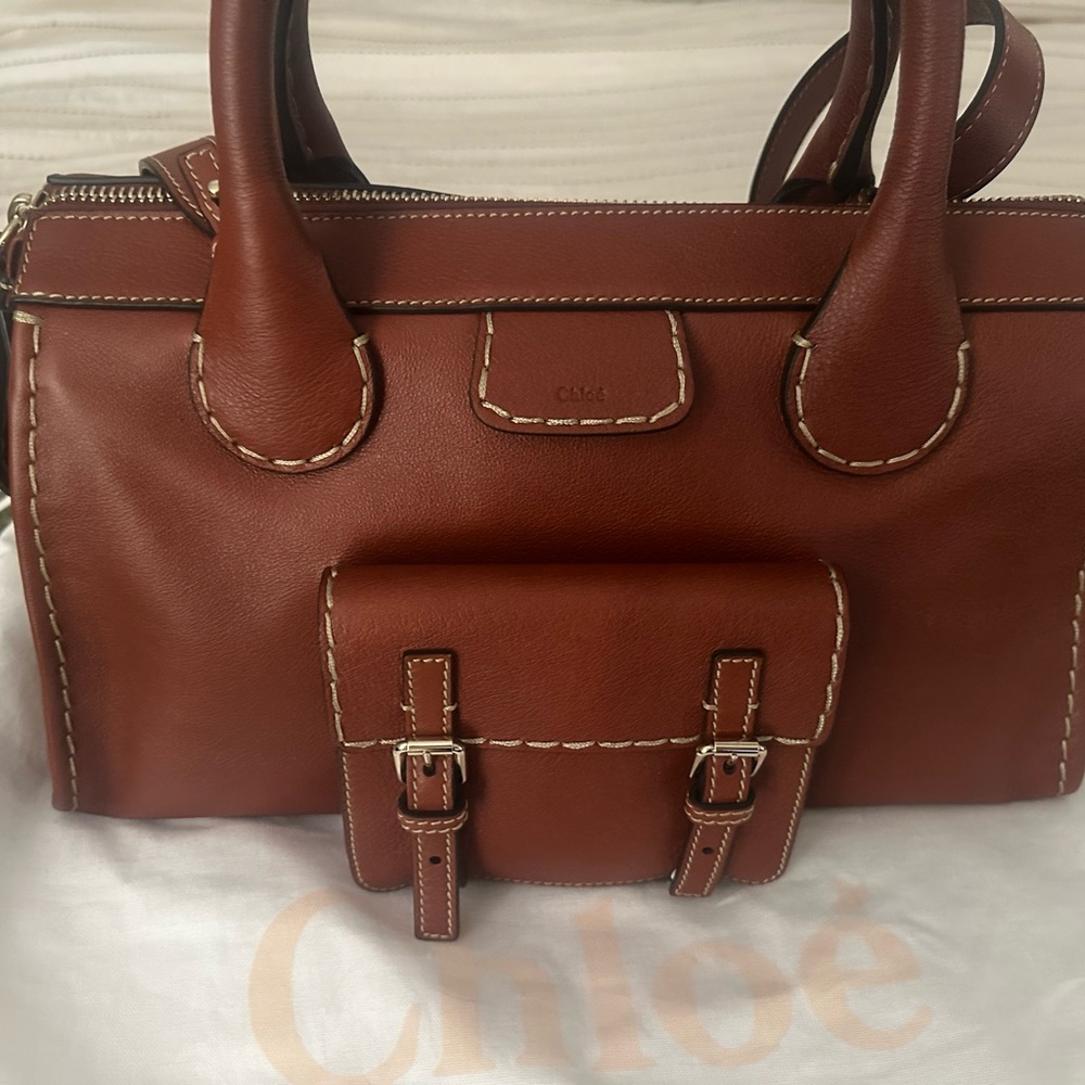Chloe Brown Satchel Leather Bag with Classic Design